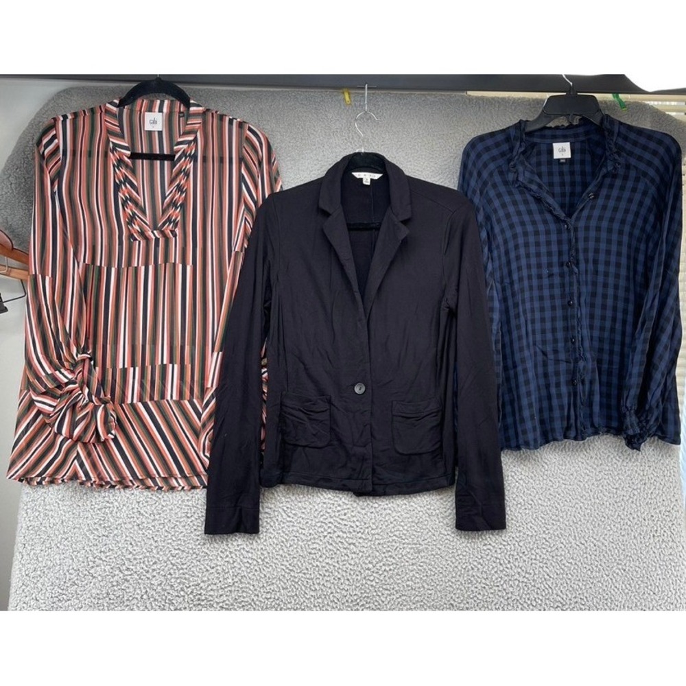 Cabi Blouse Blazer Bundle Womens Small Ladies Multi Black Navy Striped Gingham